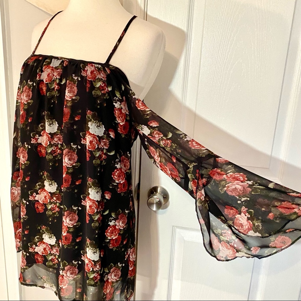 Tobi Floral Print Off The Shoulder Tunic S